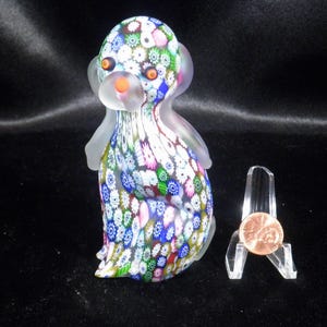 Venetian Murano Millefiori Glass Dog Figurine with Satin Finish