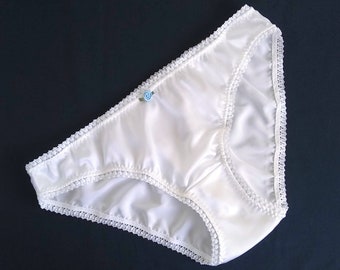 UK 8 only White ivory pure silk knickers, ivory handmade silk bikini briefs, ivory white bridal lingerie