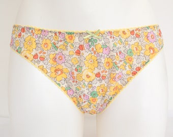 Liberty Betsy print cotton knickers, yellow floral cotton lawn underwear