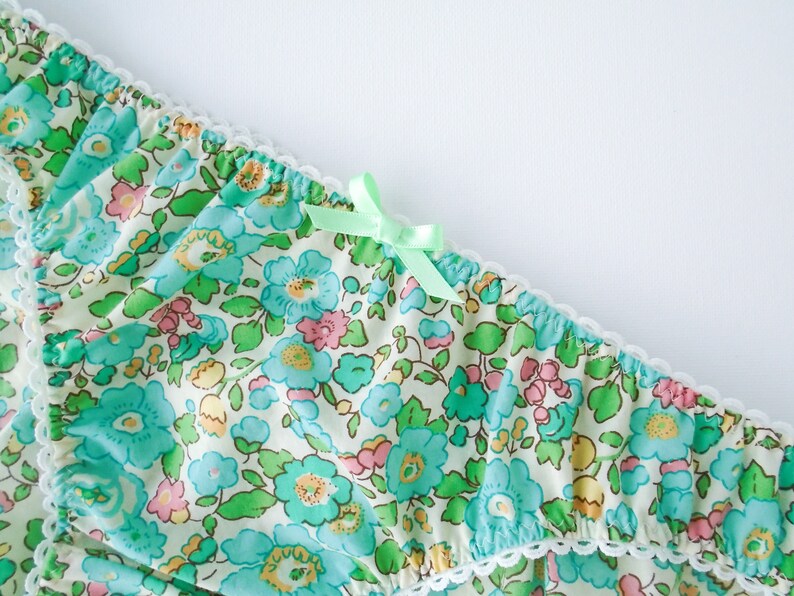 Liberty Cotton Knickers Green Floral Cotton Underwear Etsy UK