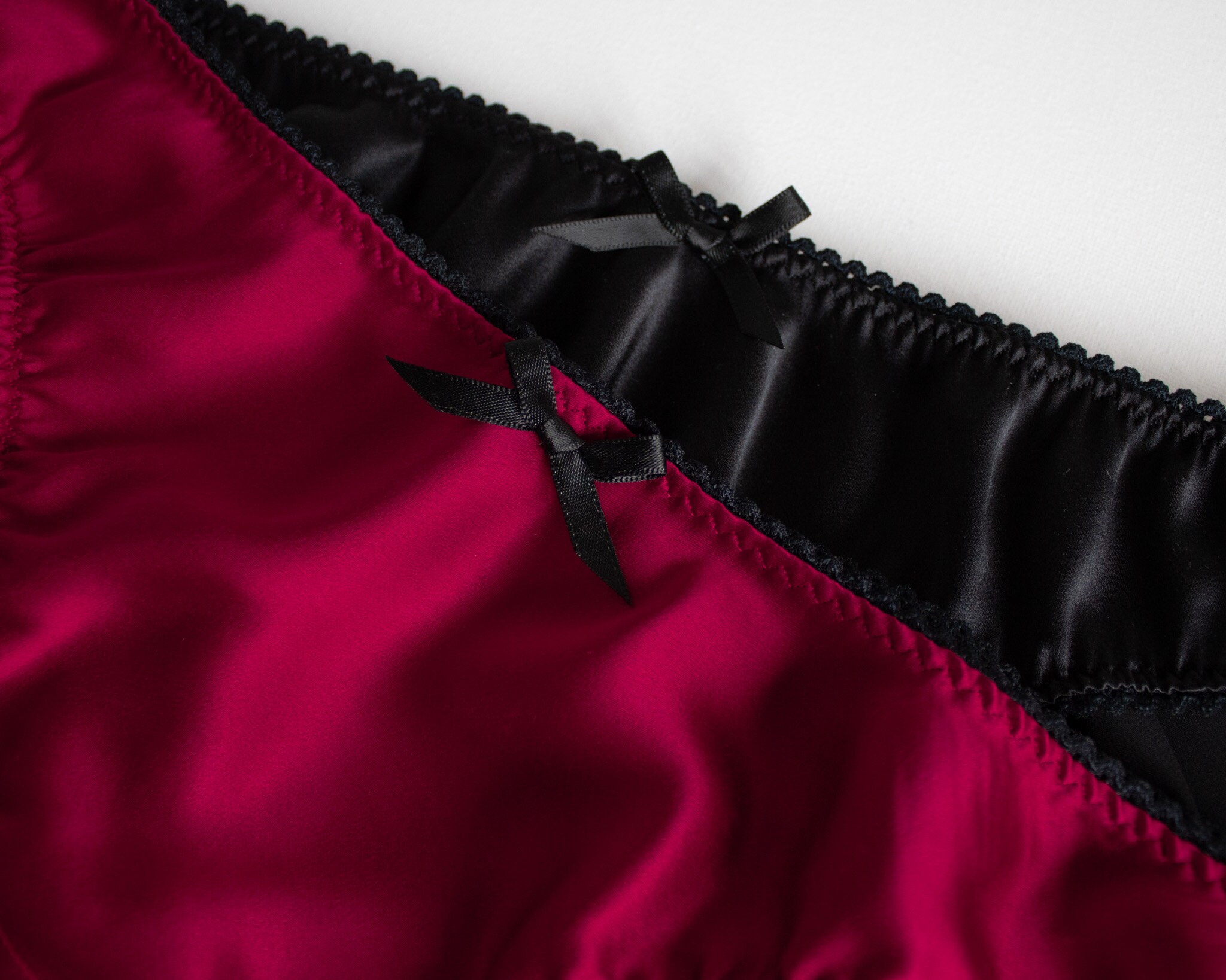 2 X Pure Silk Knickers Red and Black, 2 Pairs of Silk Knickers, Black