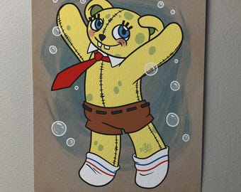 Spongebear - Cartoon Inspired Bear Giclee Art Print *Unframed*