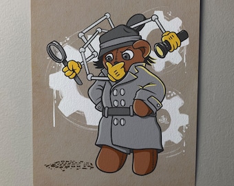 Gadget Bear - Cartoon Inspired Bear Giclee Art Print *Unframed*