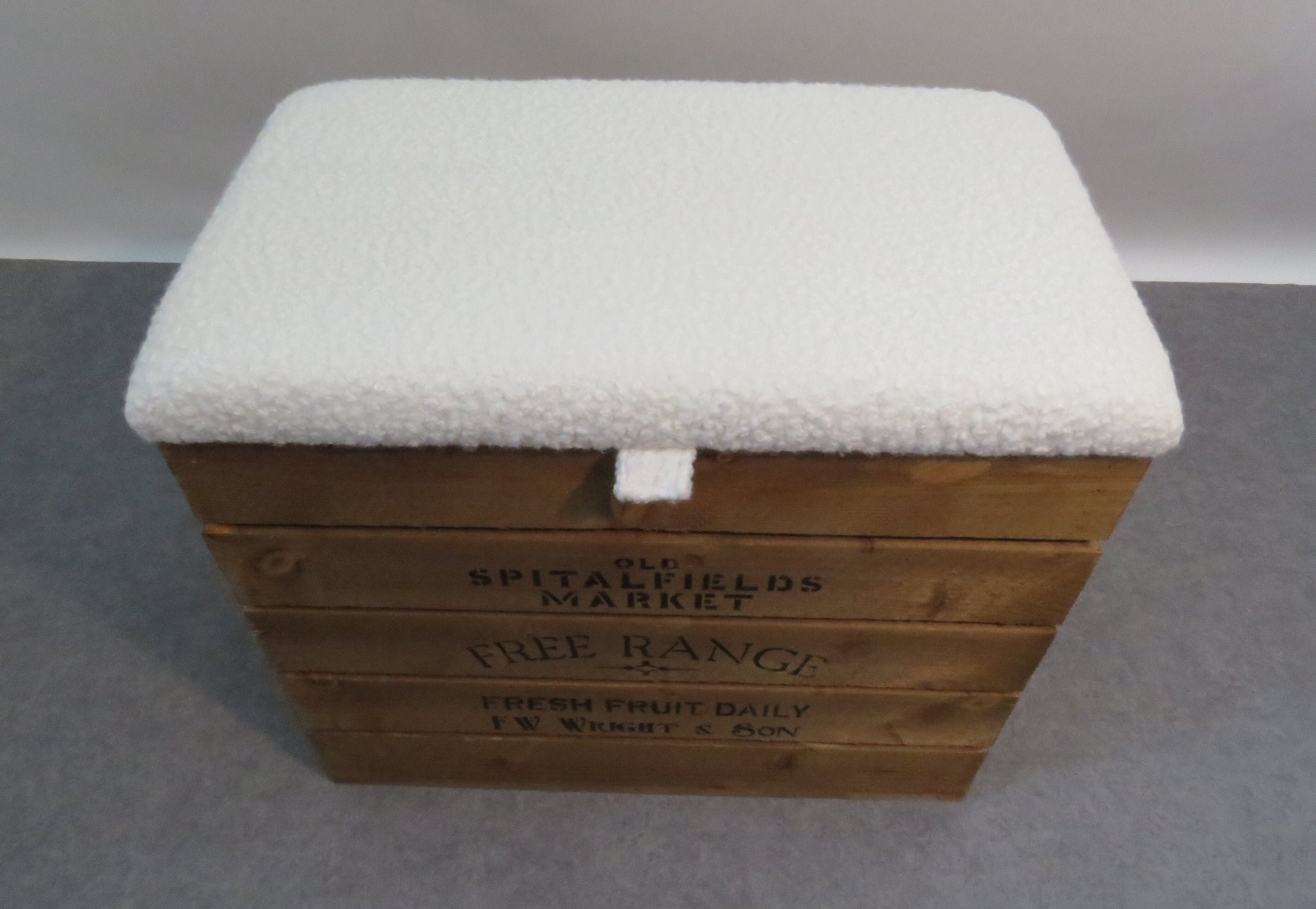 Large Wooden Storage Box with Fabric Upholstered Hinged Etsy