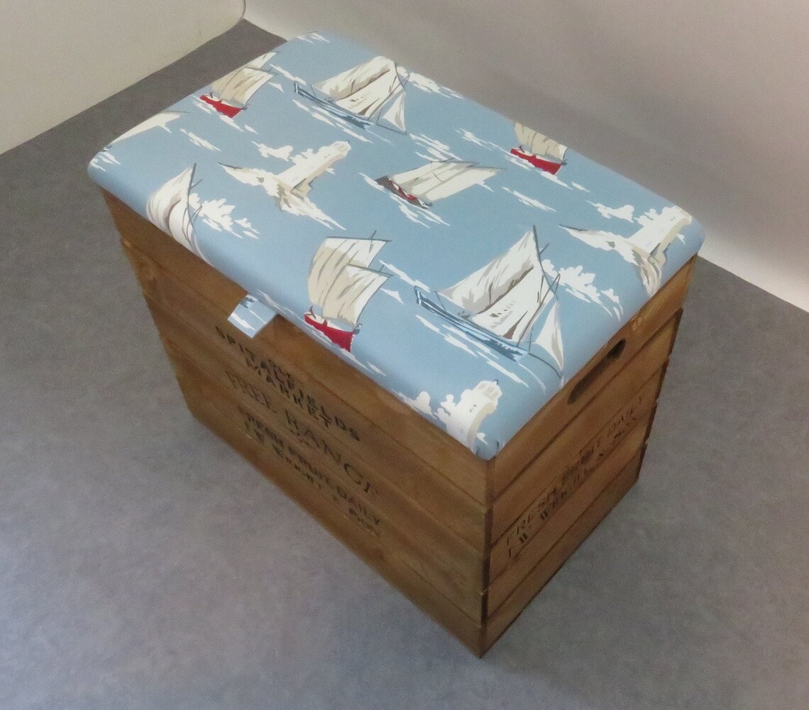 Storage Box With Upholstered Hinged Lid/seat Etsy