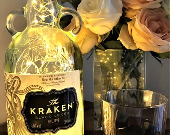 Kraken Black Rum Bottle Light (70cl with 100 micro LED warm white lights and original bottle cap)