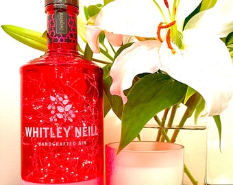 Whitley Neill Raspberry Gin Bottle Light, Red, 100 Lights, Original Top