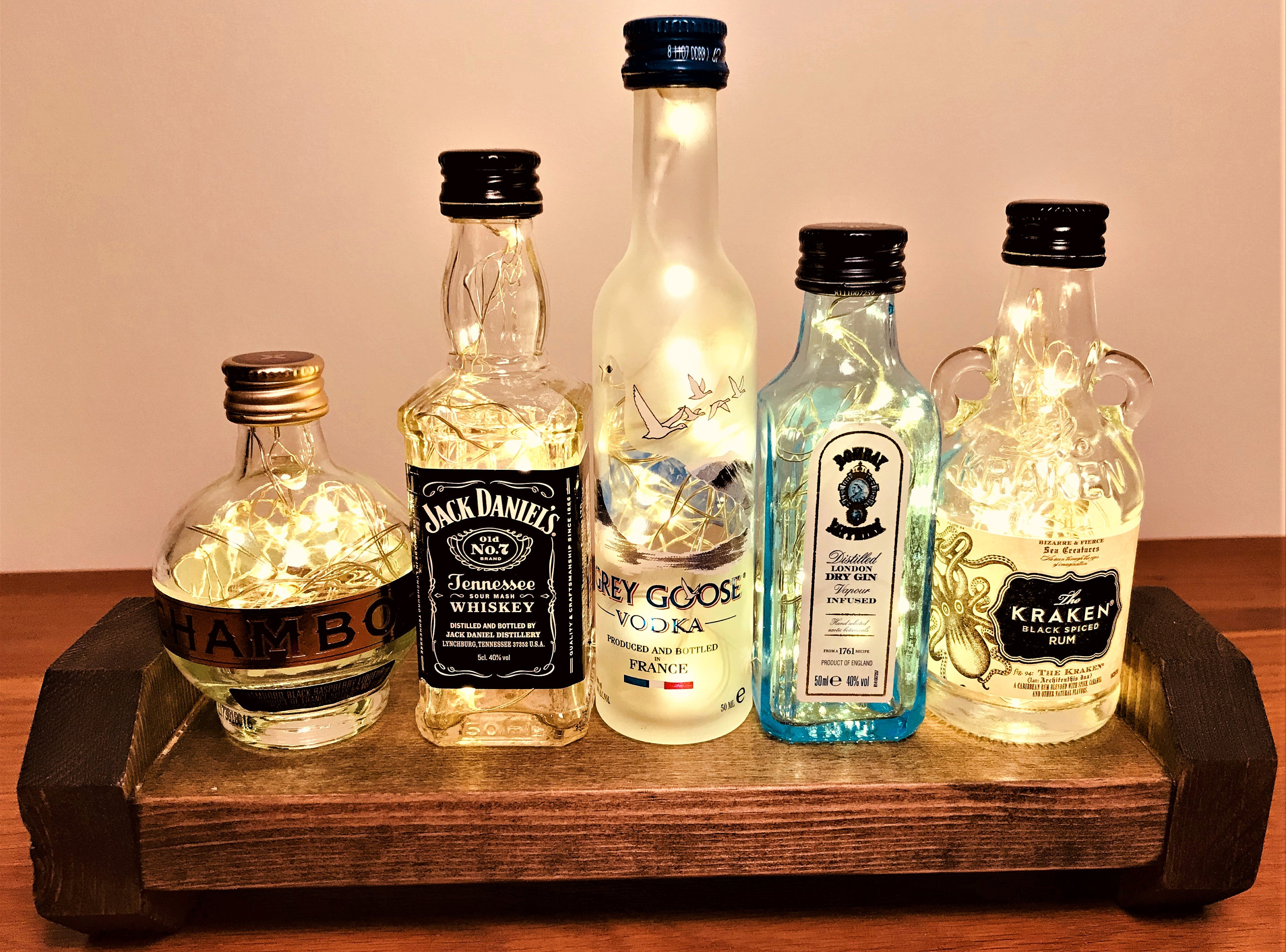 Set of 5 Miniature Spirit Bottles with 100 Micro LED lights on Etsy