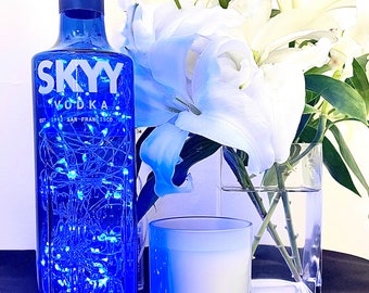 Skyy Vodka Bottle Light, 100 Lights, Original Top, Blue