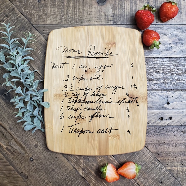 Handwritten Recipe Cutting Boards, Personalized Chopping Board Gift, Charcuterie Cheese Wood Board, Family Heirloom Gift Idea