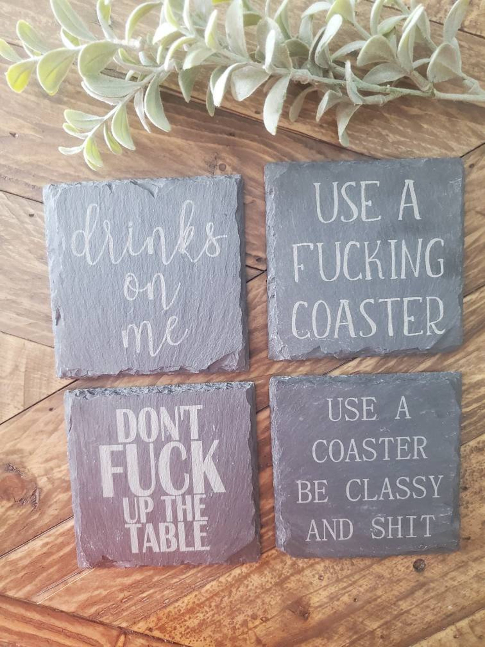 Funny Engraved Slate Coasters Personalized Gift Funny Gift Etsy