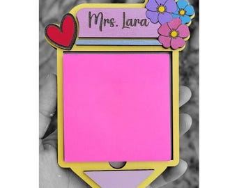 Personalized Pencil Notepad Holder – Custom Teacher Gift – Desk Organizer-Teacher Appreciation Gift-Classroom Accessory Organizer
