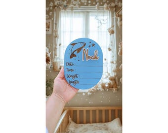 Personalized Wooden Birth Announcement Sign –  Custom Baby Name Keepsake