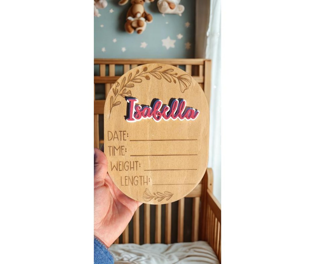 Personalized Wooden Birth Stat Sign – Custom Baby Name Announcement ...