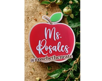 Personalized Teacher Apple Wall Sign – Hand Painted Classroom Decor