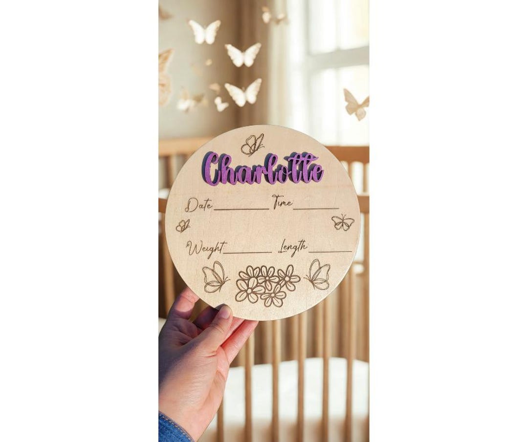 Personalized Wooden Baby Birth Announcement Sign With Stats - Newborn ...