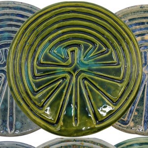 Ceramic Native American Finger Labyrinth Palm Size-   Meditation Prayer Art, Calming Activity, Fidget Focus Tool, Mythology Maze Game#G4.1