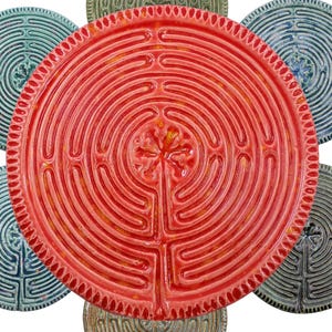 Ceramic Circular Chartres Finger Labyrinth- Medieval Cathedral Maze Game, Meditation Prayer Spiritual Art#G4.1