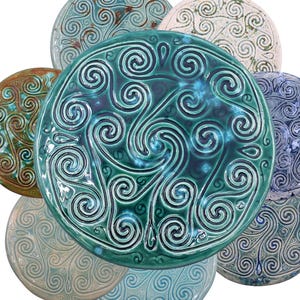Ceramic Circular Icosa Finger Labyrinth Plate Size- Medieval Cathedral Maze Game, Meditation Prayer Spiritual Art#G4.2