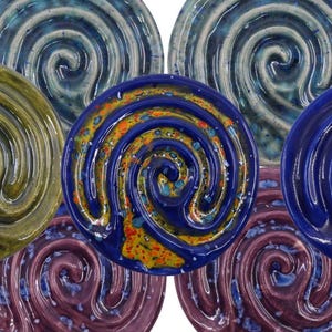 Ceramic Baltic Wave Fidgit 3 Circuit Finger Labyrinth -  Meditation Prayer Art, Stress PTSD ADD ADHD Anxiety Activity, Fidget Focus Tool#G4