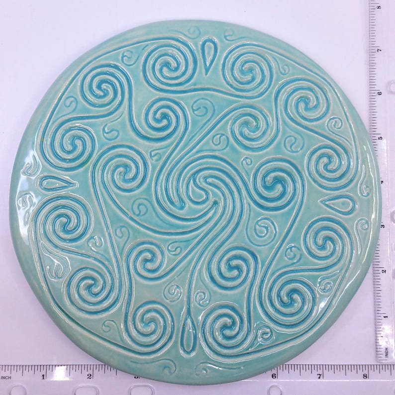 Ceramic Circular Icosa Finger Labyrinth Plate Size Medieval Cathedral