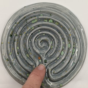 Ceramic Greek Finger Labyrinth -  Meditation Prayer Art, Stress PTSD ADD ADHD Anxiety Activity, Fidget Focus Tool, Mythology Maze Game#G31