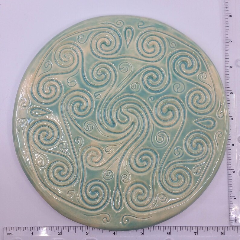 Ceramic Circular Icosa Finger Labyrinth Plate Size Medieval Cathedral