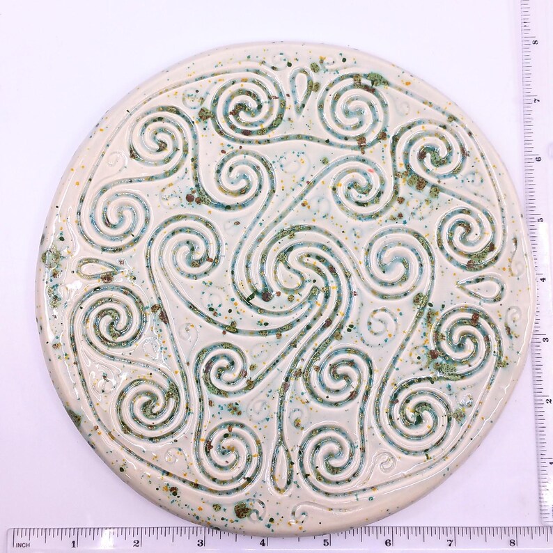 Ceramic Circular Icosa Finger Labyrinth Plate Size Medieval Cathedral