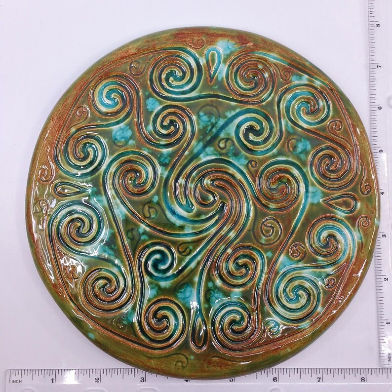 Ceramic Circular Icosa Finger Labyrinth Plate Size Medieval Cathedral