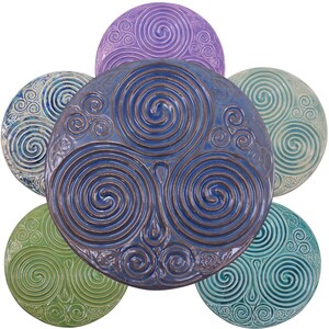 Ceramic Triskelion Finger Labyrinth Plate Size-   Meditation Prayer Art, Calming Activity, Fidget Focus Tool, Mythology Maze Game#G4.2