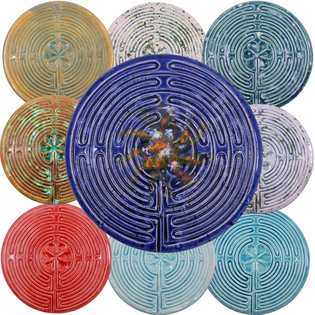 Ceramic Circular Chartres Finger Labyrinth Plate Size- Medieval ...