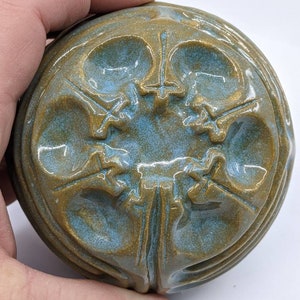 Ceramic Spherical Chartres Finger Labyrinth- Medieval Cathedral Maze Game, Meditation Prayer Spiritual Art#130