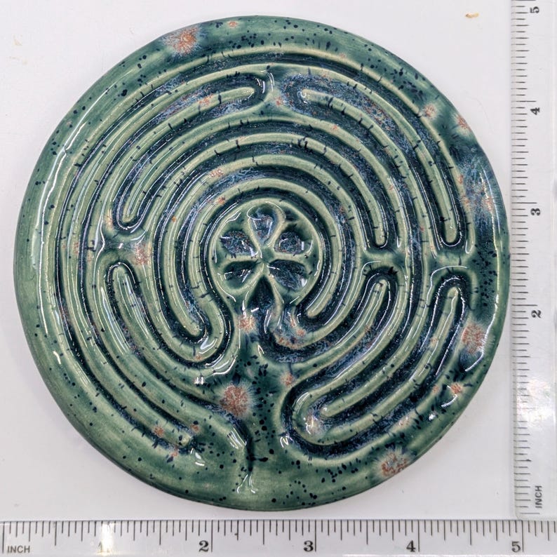 Ceramic Circular Chartres Symmetry Finger Labyrinth- Medieval Cathedral ...