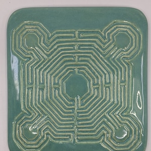 Ceramic Reims Finger Labyrinth  - Meditation Prayer Spiritual Art, De-Stressor Fidget ADD ADHD Therapy, Medieval Ancient Symbol#G104