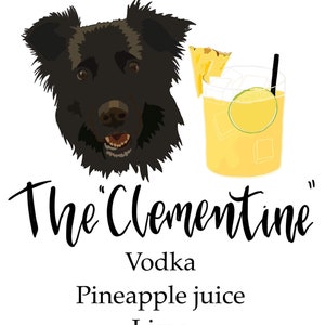 Custom Pet Portrait Signature Cocktail Bar Menu, Wedding Bar Sign, Wedding Specialty Cocktail Menu, Custom Pet Portrait, Wedding Drink Menu