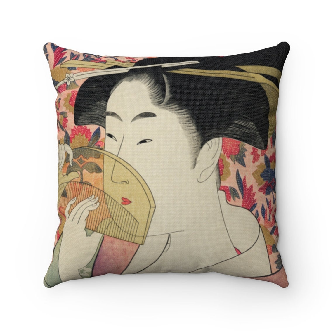Japanese Geisha Throw Pillow Cover Vintage Asian Boho Pillow Etsy