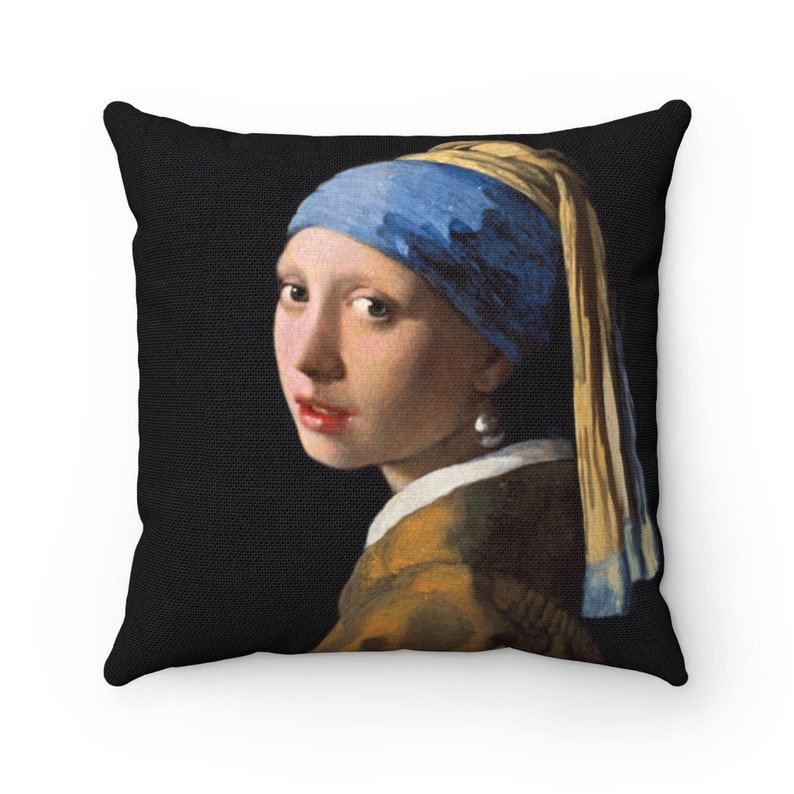 Classic Dutch Painting Girl with a Pearl Earring by Vermeer Throw Pillow Cover Fine Art Pillow Case Sofa Cushion 14x14 16x16 18x18 20x20