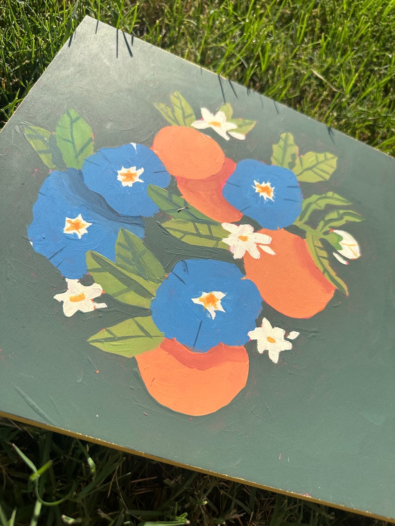 Orange and Morning Glory Acrylic Etsy