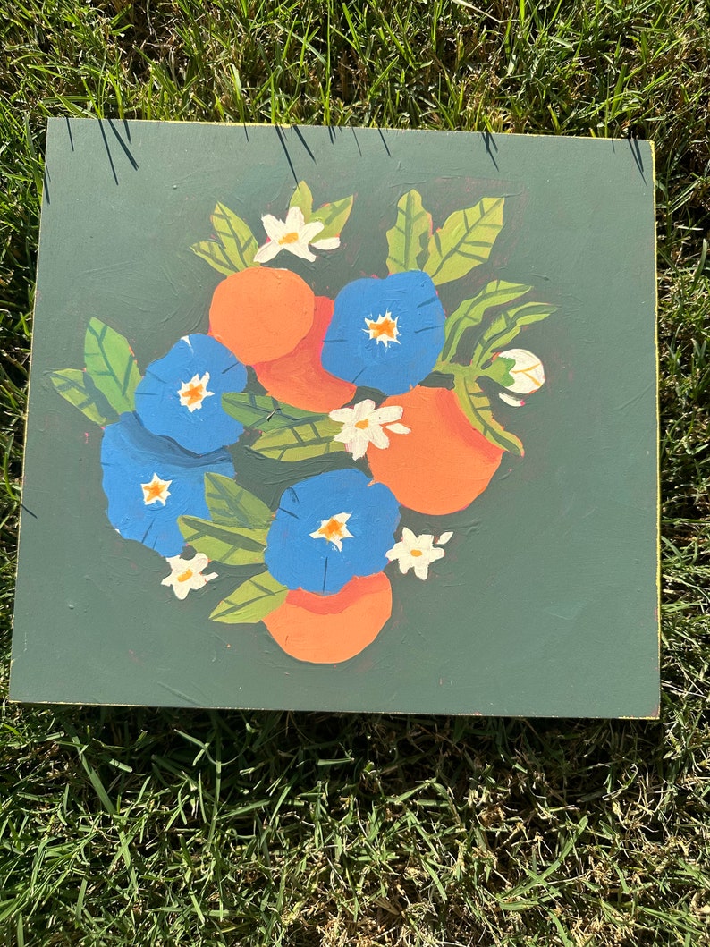 Orange and Morning Glory Acrylic Etsy