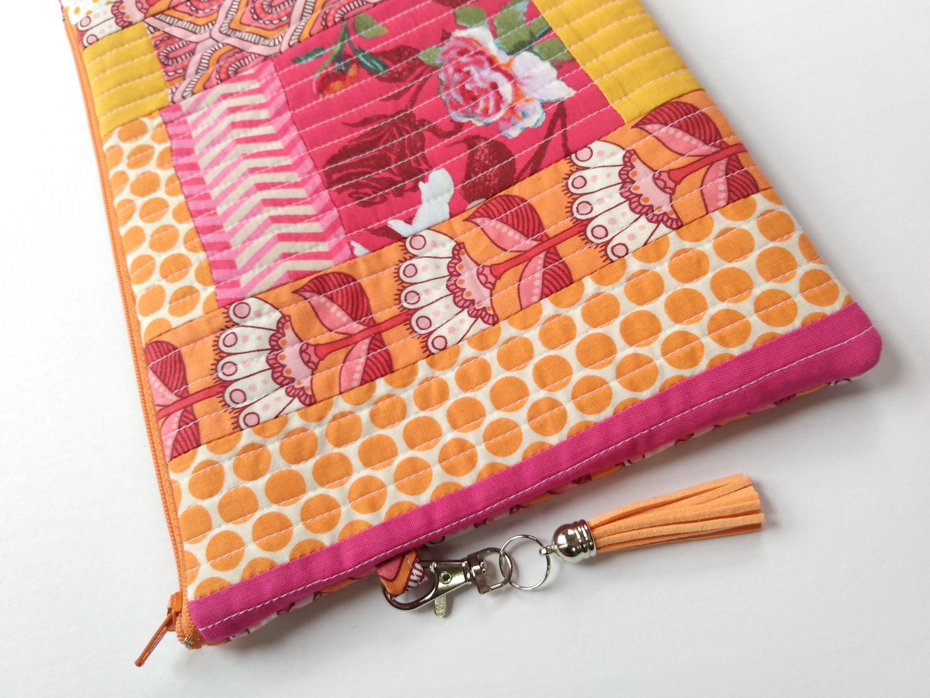 Medium Zipper Bag, Clutch, Handmade Pouch, Patchwork Bag, Quilted