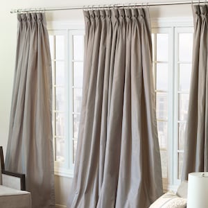 IHF Silk Dupioni Solid Textured Lined Grommet Pleated Extra Wide Extra Long Panels Custom Curtains Drapes Custom Drapery Pewter Grey