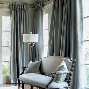 IHF Silk Dupioni Sólido Texturizado Forrado Ilhós Plissado Extra Largo Extra Longo Painéis Cortinas Personalizadas Cortinas Personalizadas Azul-petróleo