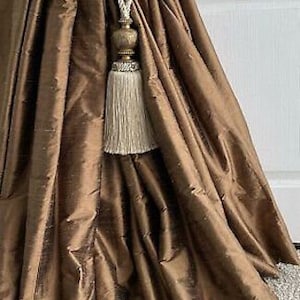 IHF Silk Dupioni Solid Textured Lined Grommet Pleated Extra Wide Extra Long Panels Custom Curtains Drapes Custom Drapery Chestnut Brown