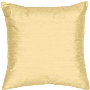 IHF Dupioni Silk Solid Decorative Designer Square Lumber Toss Accent Throw Cushion Pillow Cover Soft Yellow