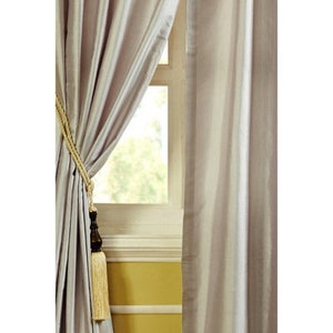 IHF Silk Dupioni Solid Textured Lined Grommet Pleated Extra Wide Extra Long Panels Custom Curtains Drapes Custom Drapery Ecru