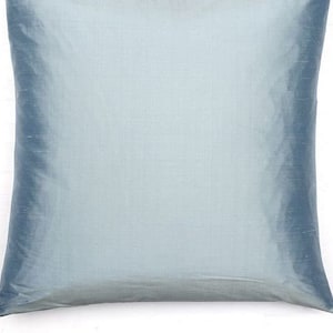 IHF Dupioni Silk Solid Decorative Designer Square Lumber Toss Accent Throw Cushion Pillow Cover Ice Blue