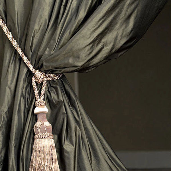 IHF Silk Dupioni Solid Textured Lined Grommet Pleated Extra Wide Extra Long Panels Custom Curtains Drapes Custom Drapery Sage Green