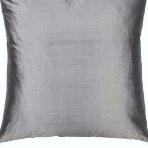 IHF Dupioni Silk Solid Decorative Designer Square Lumber Toss Accent Throw Cushion Pillow Cover Slate Grey