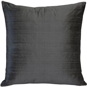 IHF Dupioni Silk Solid Decorative Designer Square Lumber Toss Accent Throw Cushion Pillow Cover Graphite Grey