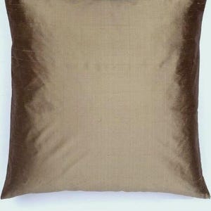IHF Dupioni Silk Solid Decorative Designer Square Lumber Toss Accent Throw Cushion Pillow Cover Stone Brown